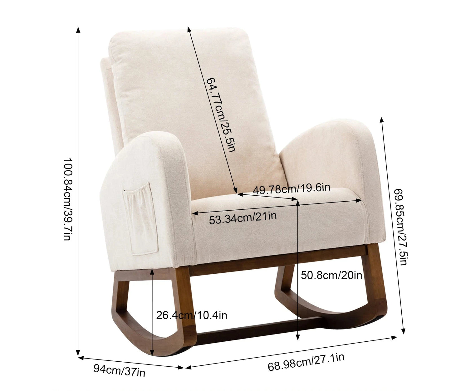 Fauteuil à bascule en bouclette avec accoudoirs – Hayato