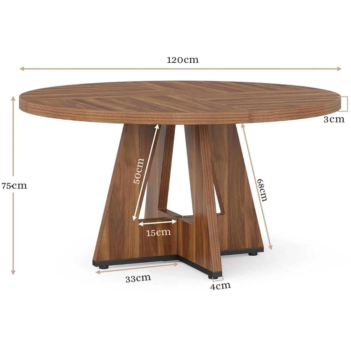 Table à manger ronde en bois pour 4-6 – Makoto