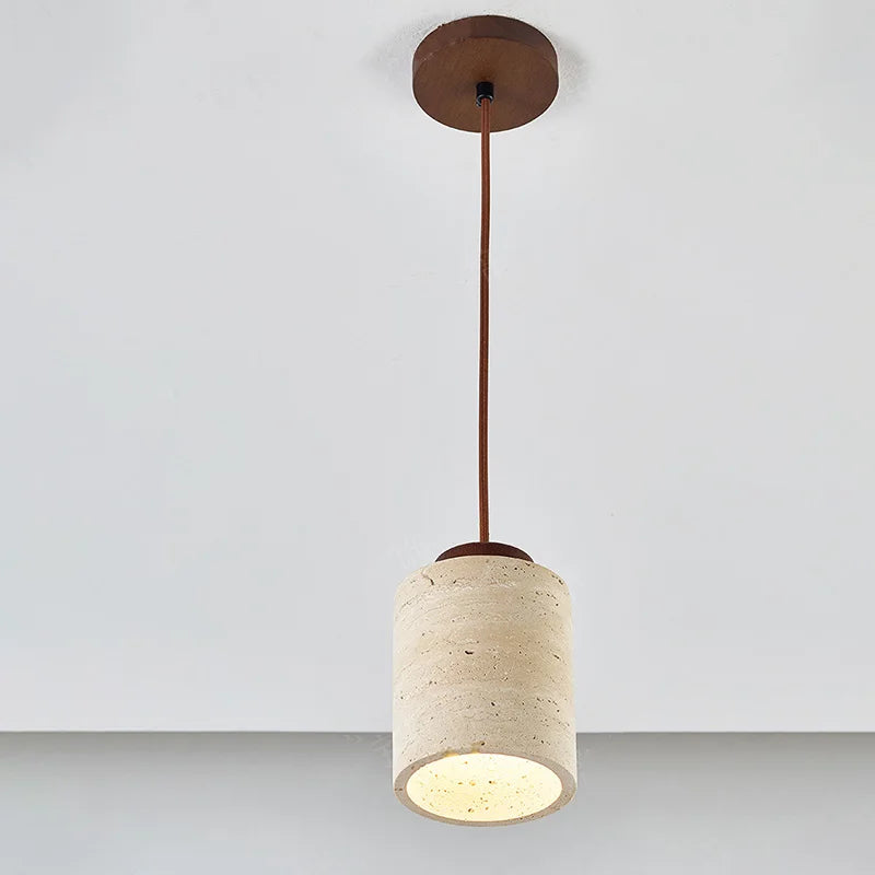 Wabi-sabi long pendant light in natural stone Japanese design – Asahi