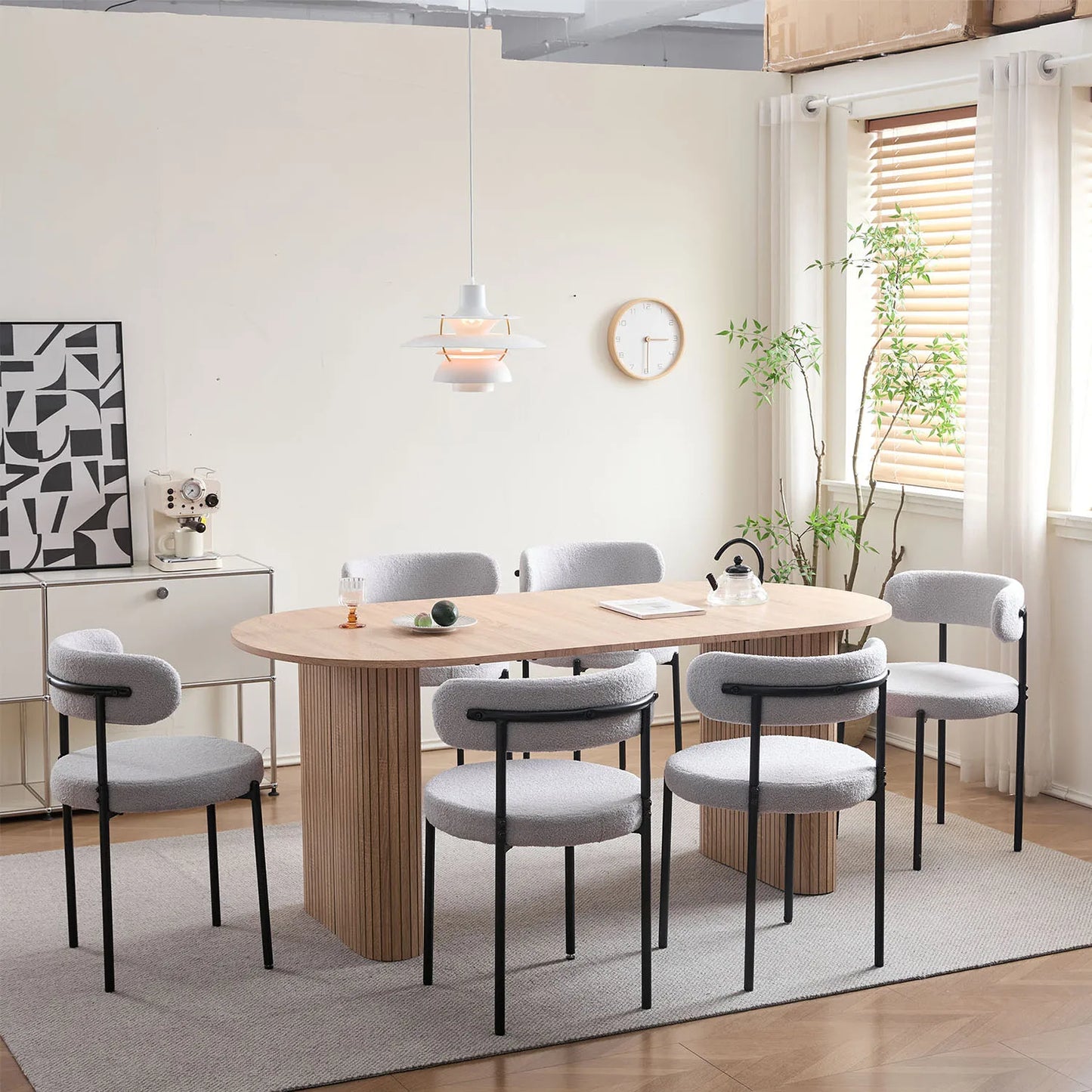 Set of 4 Nordic chairs with terry cloth seat – Yuki