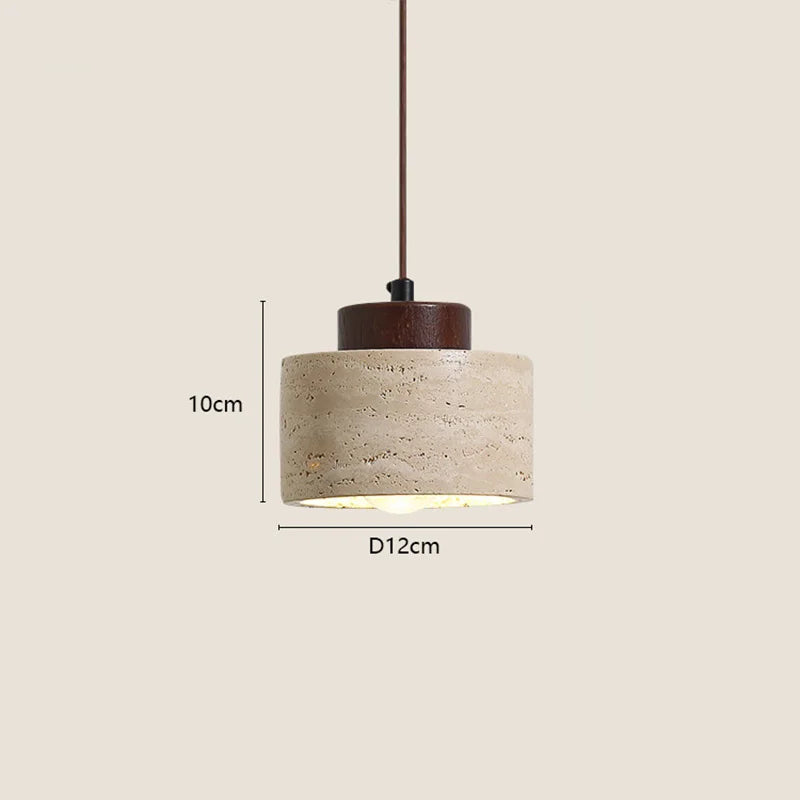 Wabi-sabi round pendant light in natural stone Japanese design – Asahi