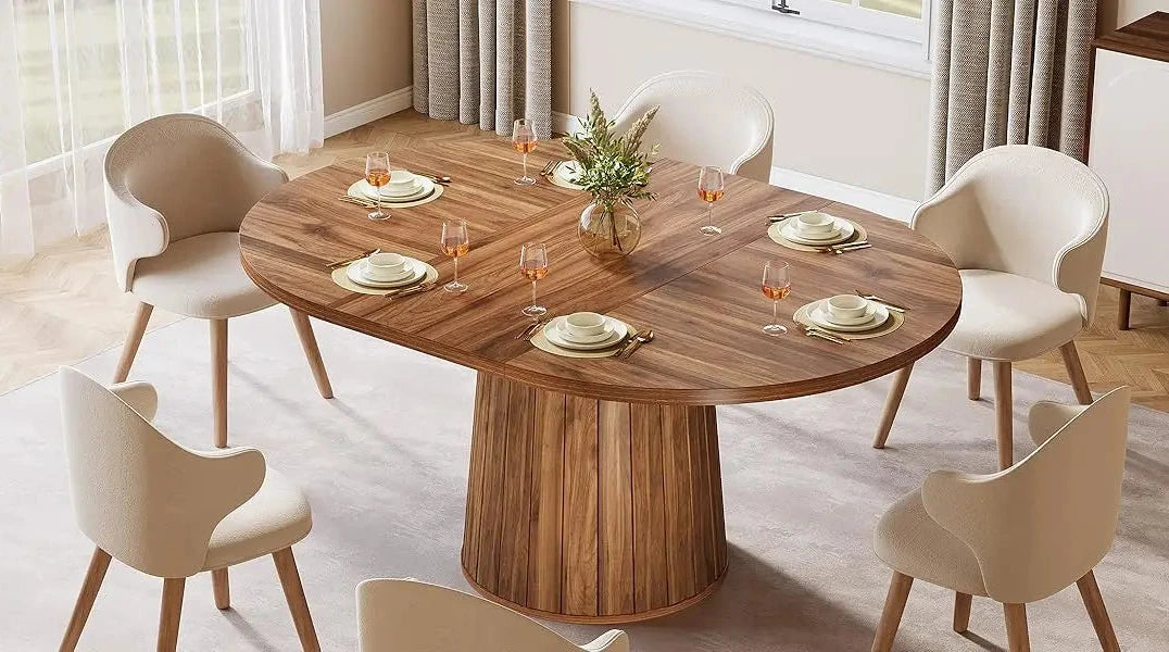 Japandi dining table with central leg – Etsuko