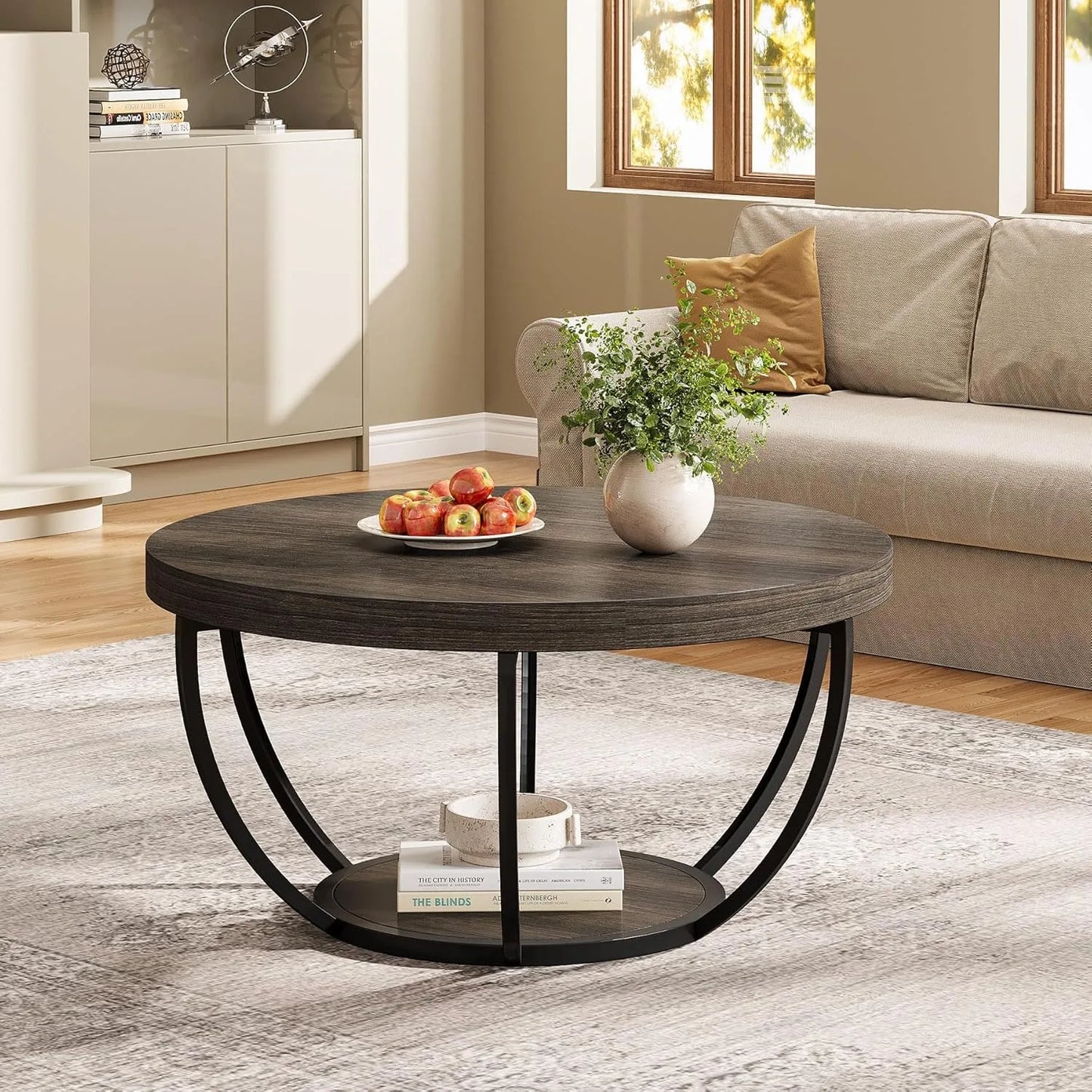 Nara Two-Tier Round Wooden Coffee Table