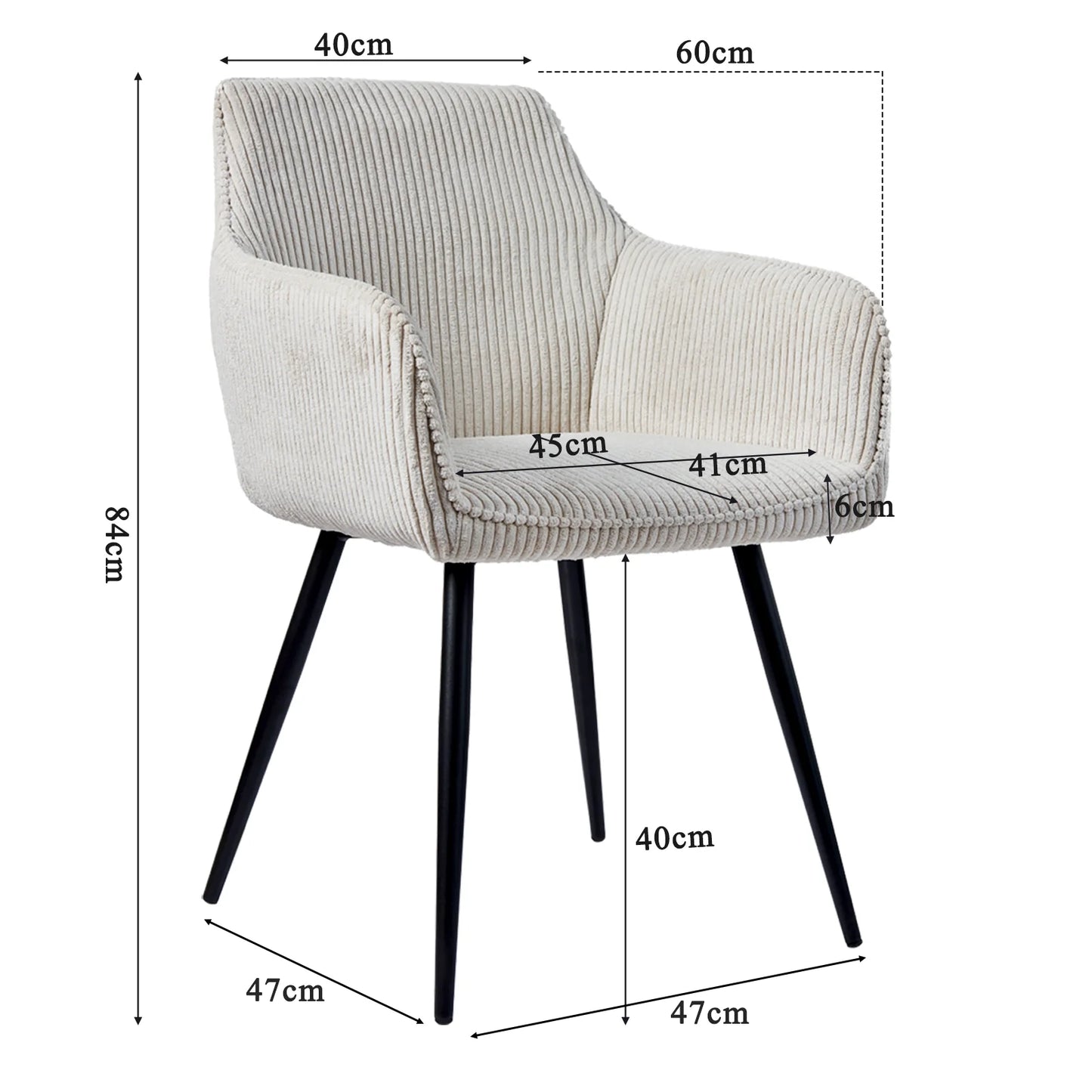 Chaises de Salle à Manger à Accoudoirs en Velours Côtelé - Soma (lot de 2)