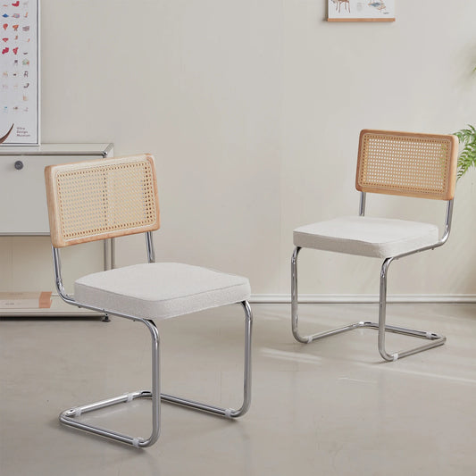 Chaises rétro en rotin et métal – Anto (lot de 2)