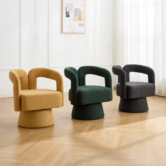 Fauteuil pivotant en bouclette style Japandi – Sorae