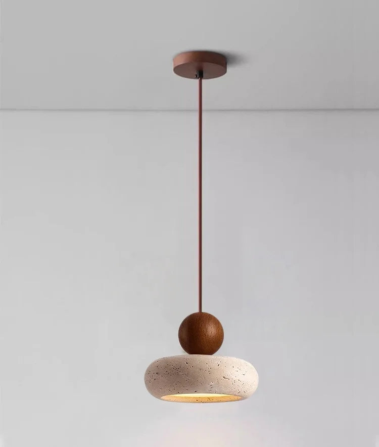 Rounded travertine pendant light design Japandi – Noa