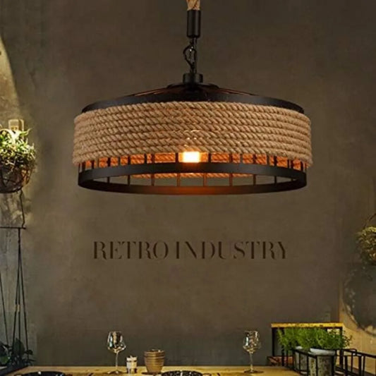 Suspension ronde en fer et corde de chanvre – Ayumu