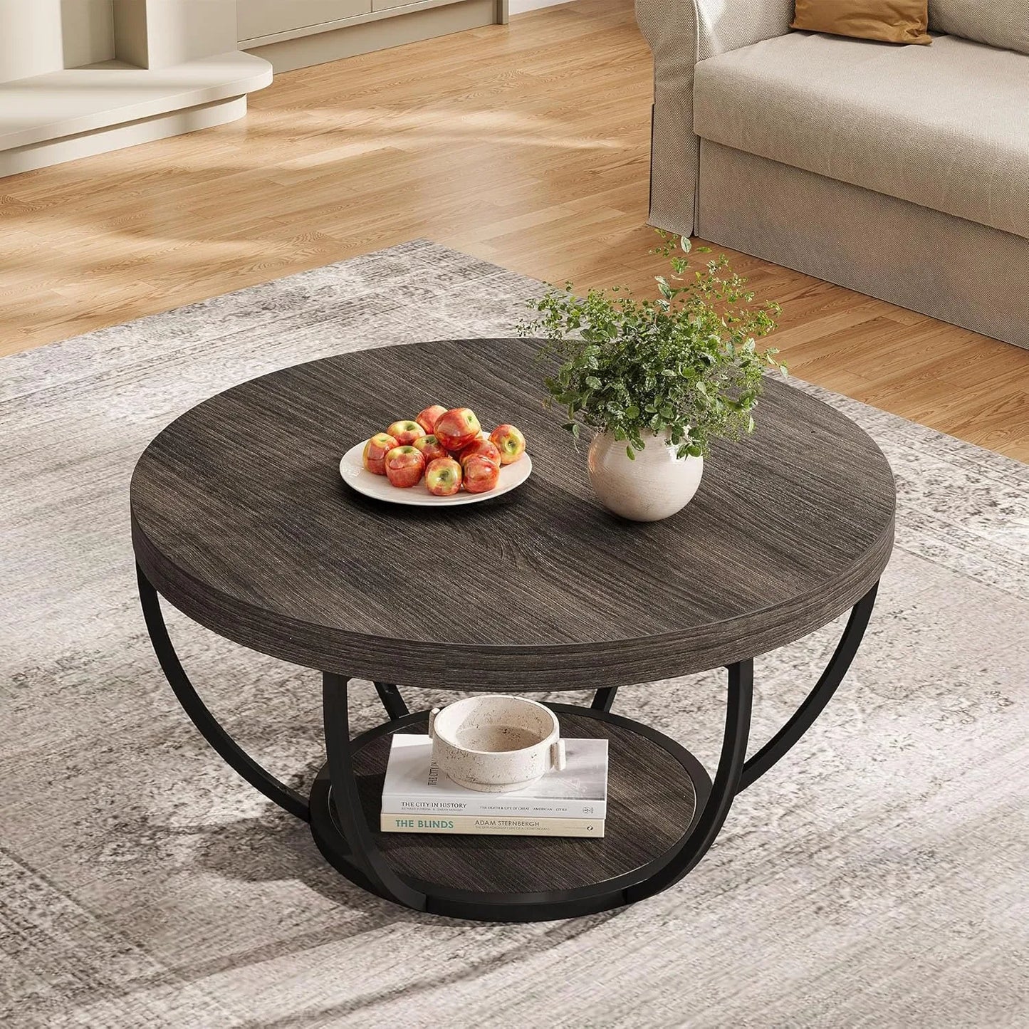 Nara Two-Tier Round Wooden Coffee Table