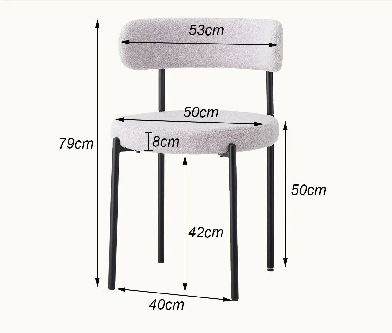 Set of 4 Nordic chairs with terry cloth seat – Yuki