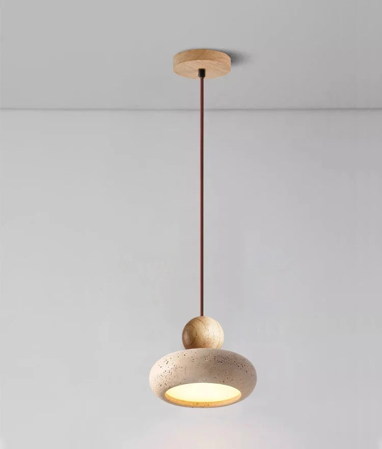 Rounded travertine pendant light design Japandi – Noa