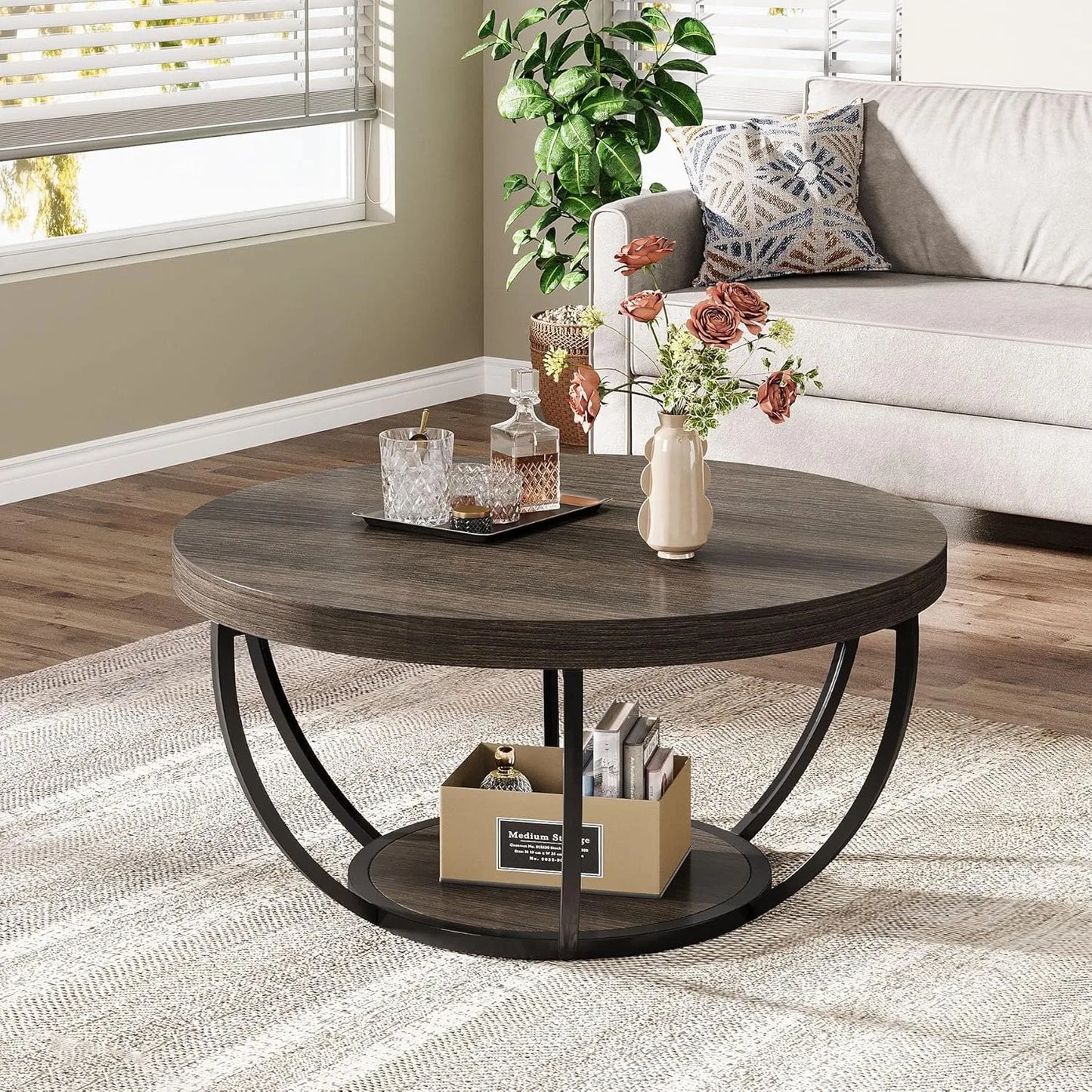 Nara Two-Tier Round Wooden Coffee Table