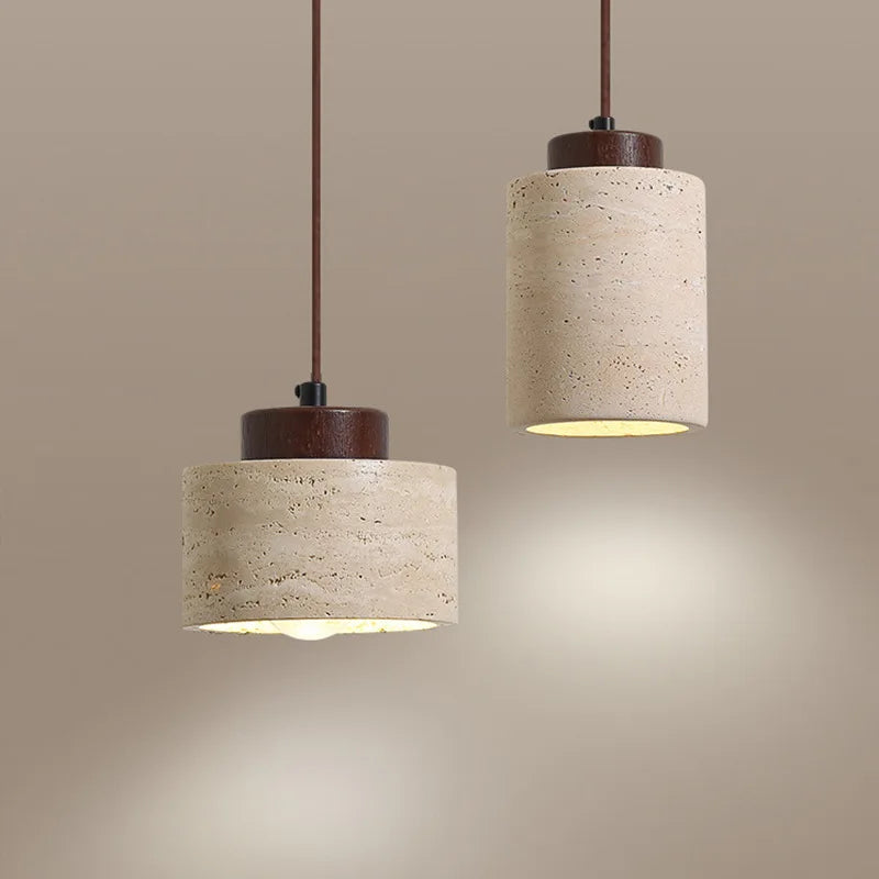 Wabi-sabi round pendant light in natural stone Japanese design – Asahi