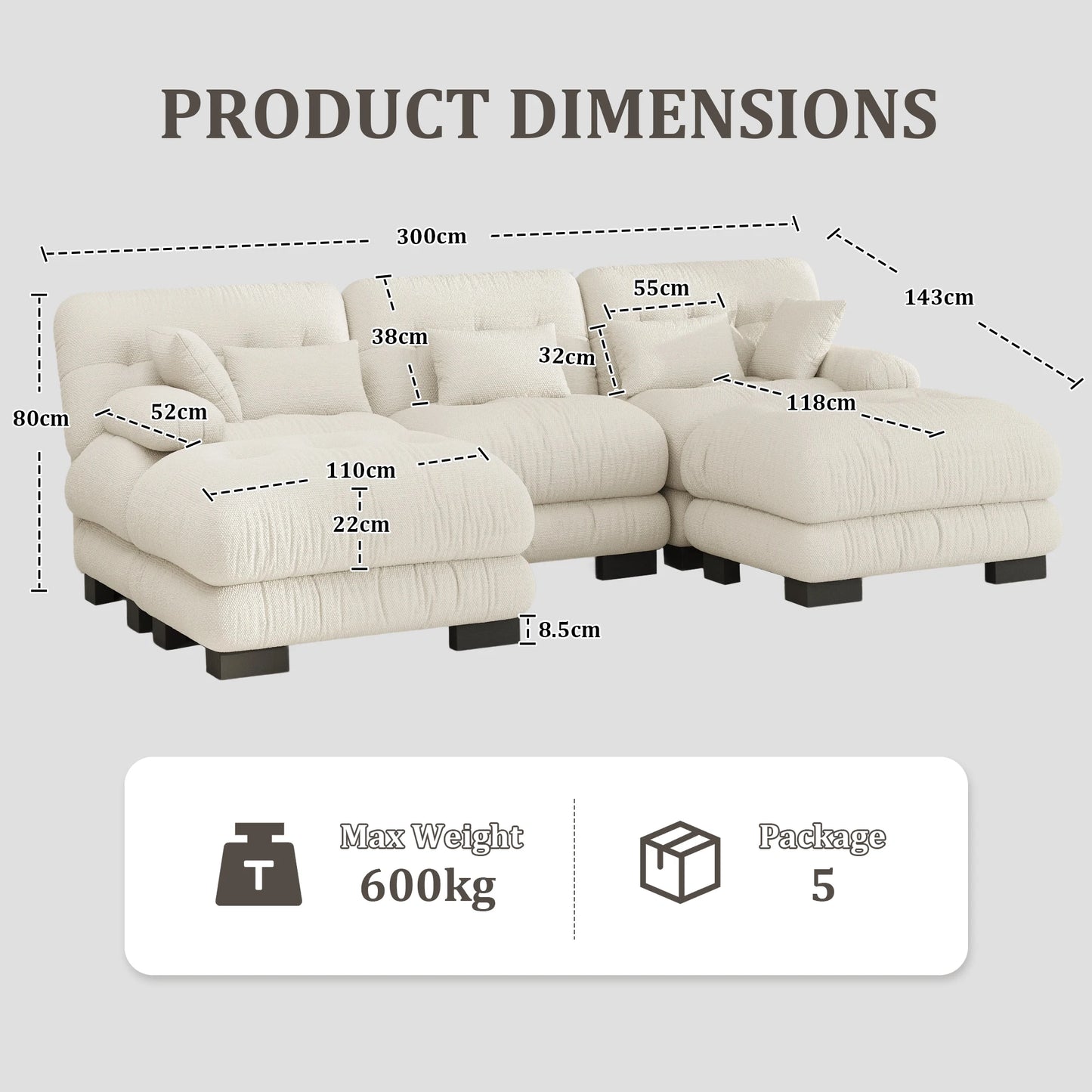 Grand canapé modulable en velours – Eina