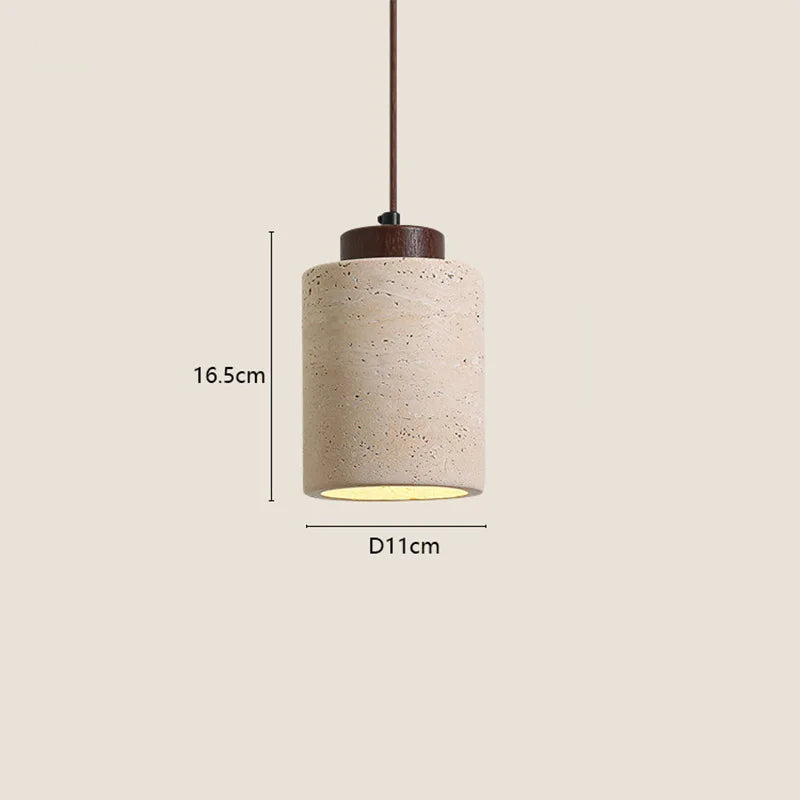 Wabi-sabi long pendant light in natural stone Japanese design – Asahi