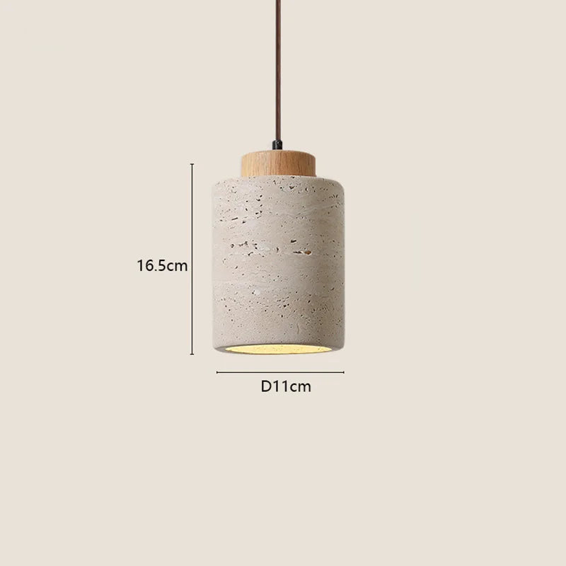Wabi-sabi long pendant light in natural stone Japanese design – Asahi