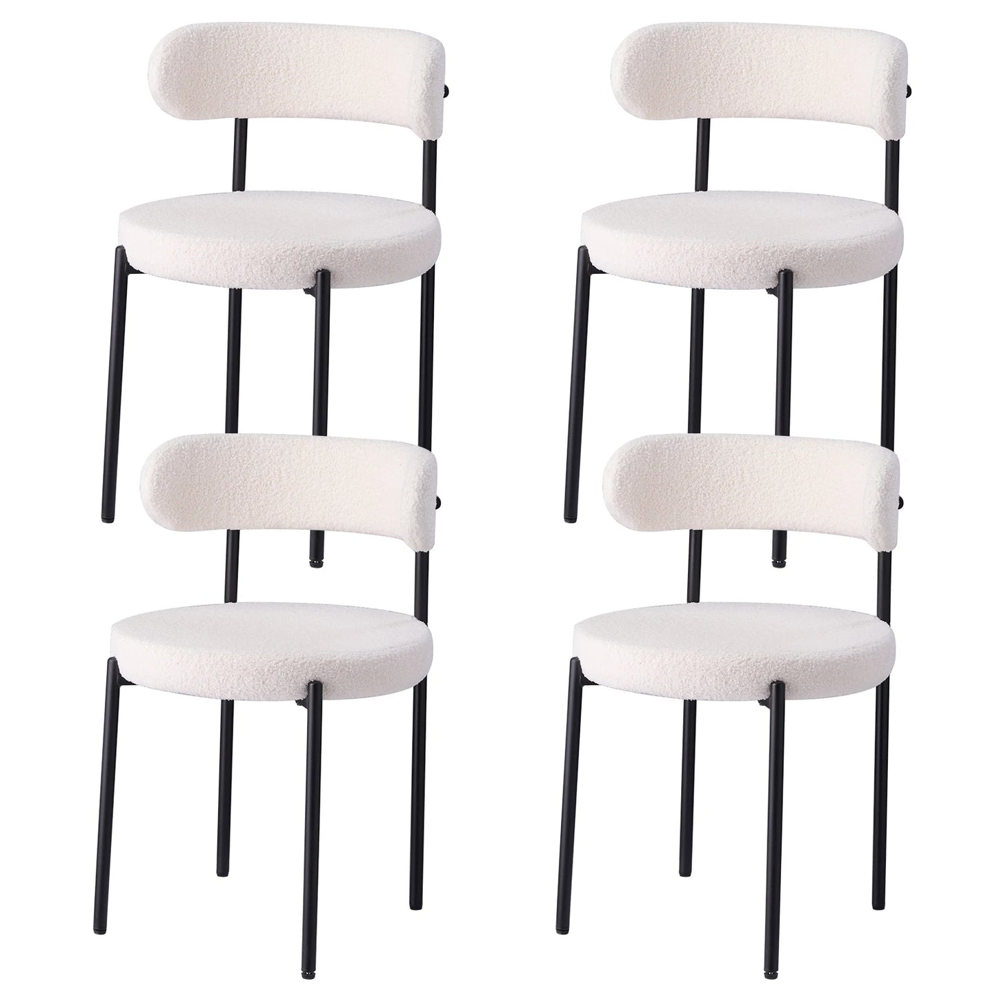Set of 4 Nordic chairs with terry cloth seat – Yuki