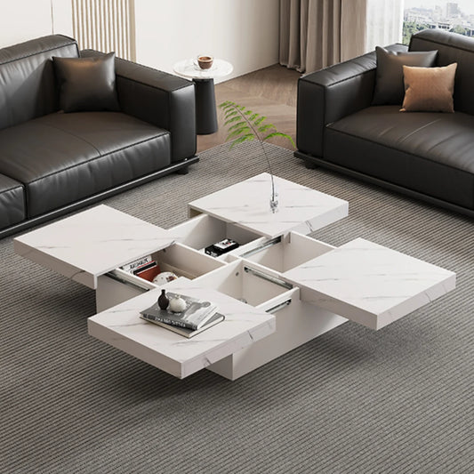 Table basse effet marbré avec tiroirs - Kayo