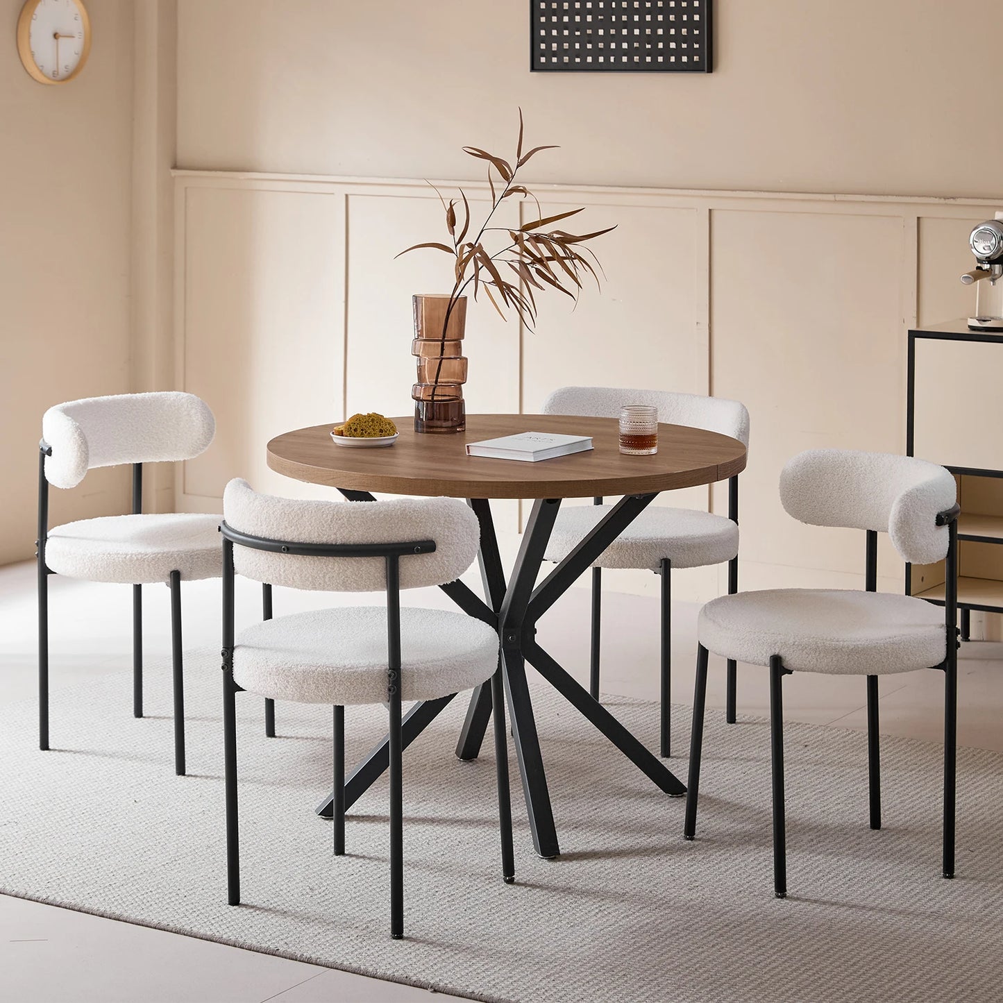 Set of 4 Nordic chairs with terry cloth seat – Yuki