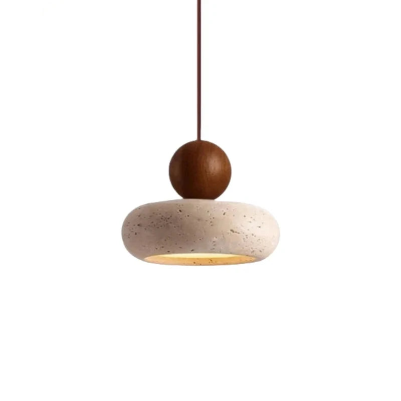 Rounded travertine pendant light design Japandi – Noa