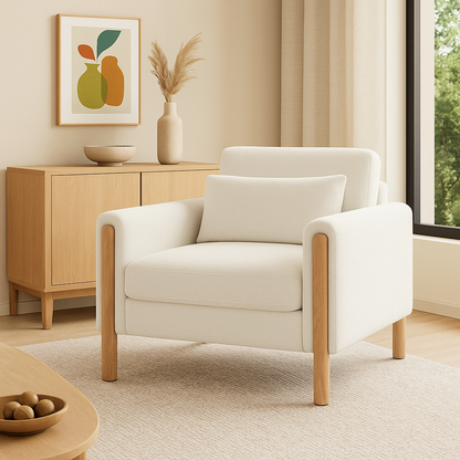 Fauteuil en bouclette à assise épaisse – Taeko