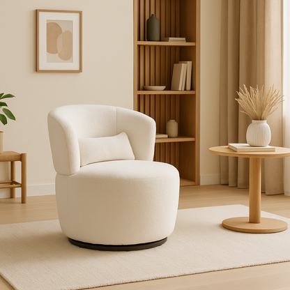 Fauteuil pivotant en tissu bouclette – Kenta