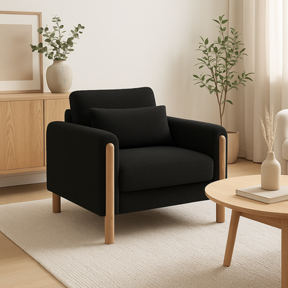 Fauteuil en bouclette à assise épaisse – Taeko