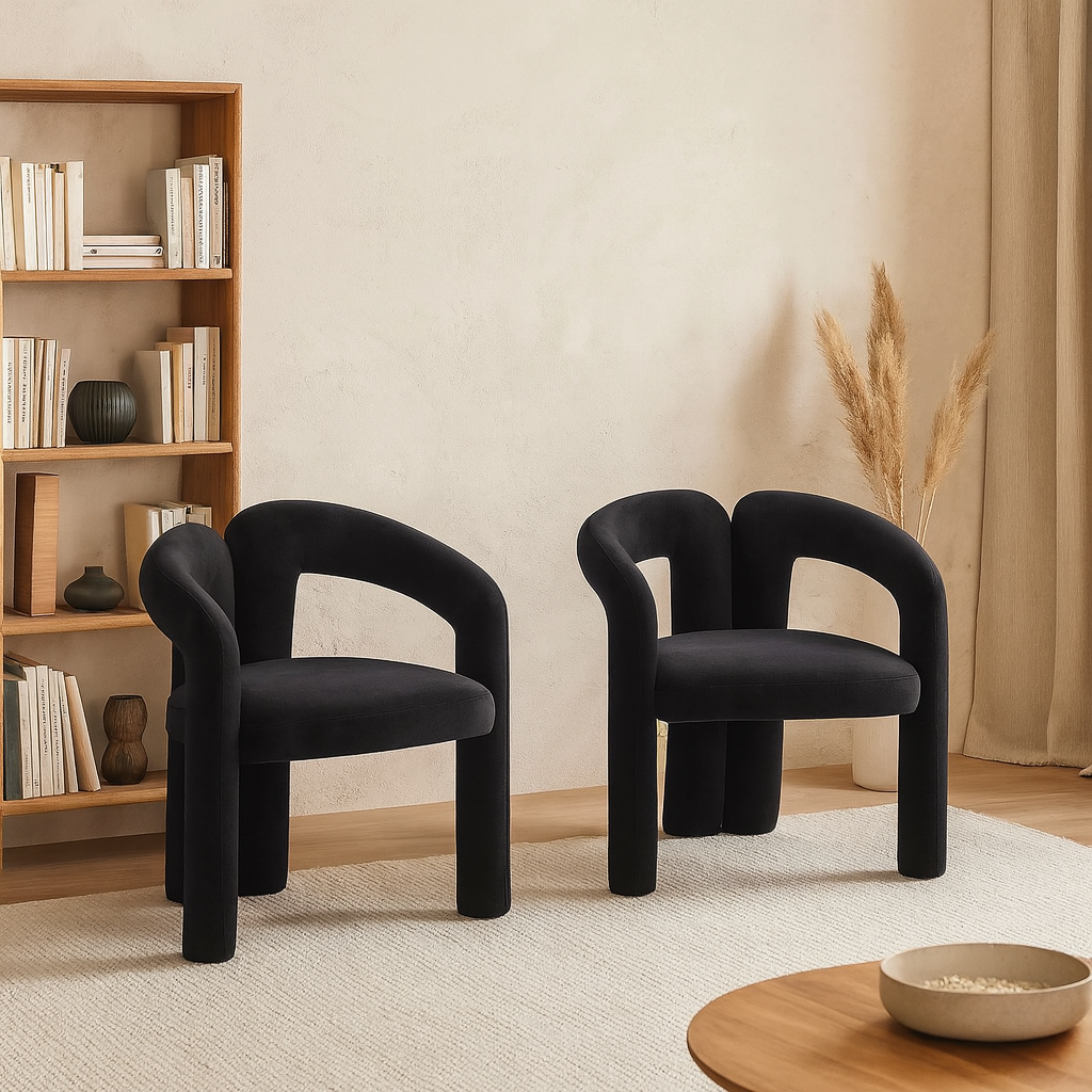 Chaises en velours moderne avec accoudoirs (lot de 2) – Riko