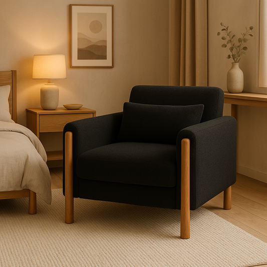 Fauteuil en bouclette à assise épaisse – Taeko