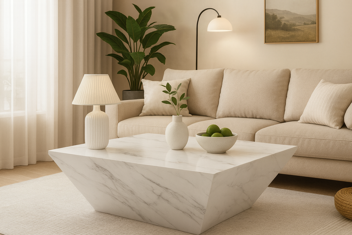 Table basse effet marbre avec tiroirs coulissants - Sawa