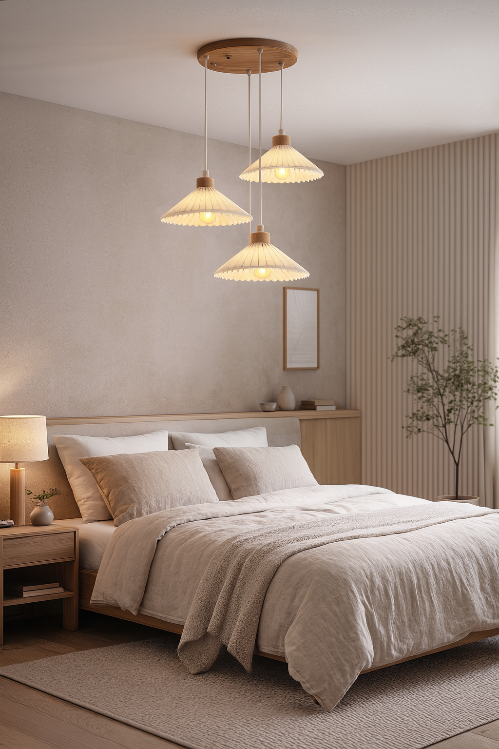 Japandi-style 3-head pendant light - Ryu