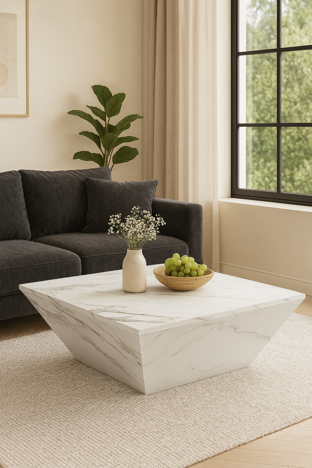 Table basse effet marbre avec tiroirs coulissants - Sawa