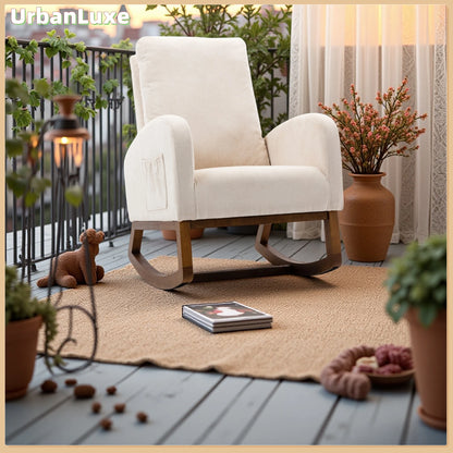 Fauteuil à bascule en bouclette avec accoudoirs – Hayato