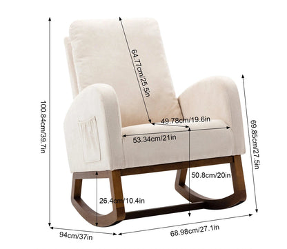 Fauteuil à bascule en bouclette avec accoudoirs – Hayato