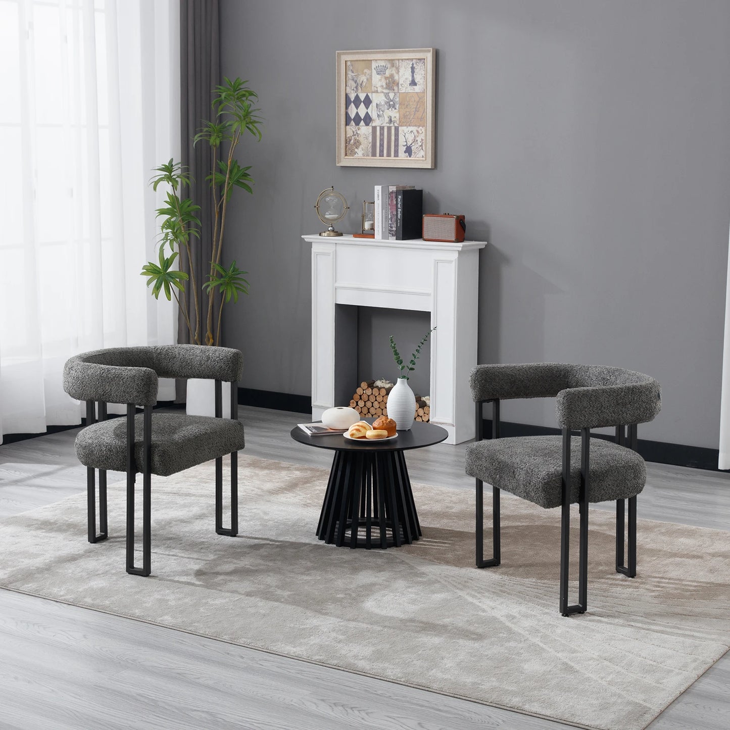 Chaises modernes en bouclette (lot de 2)– Hanae