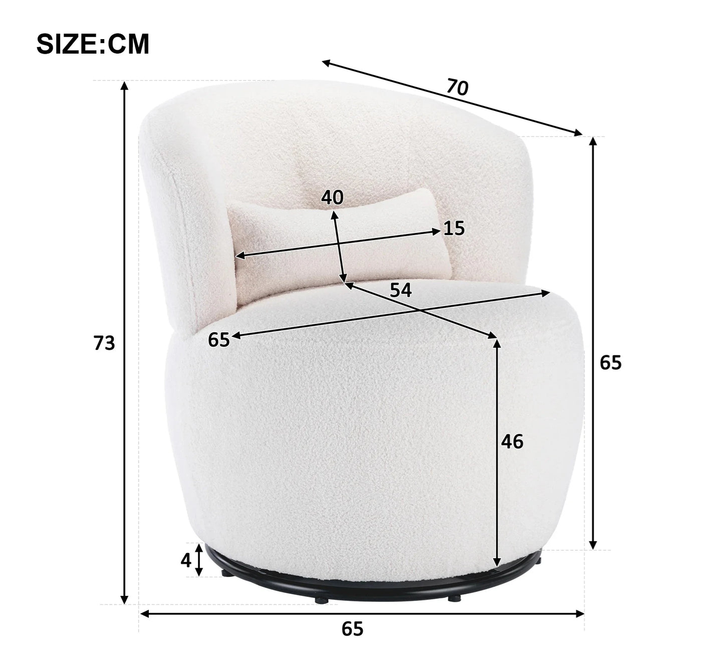 Fauteuil pivotant en tissu bouclette – Kenta