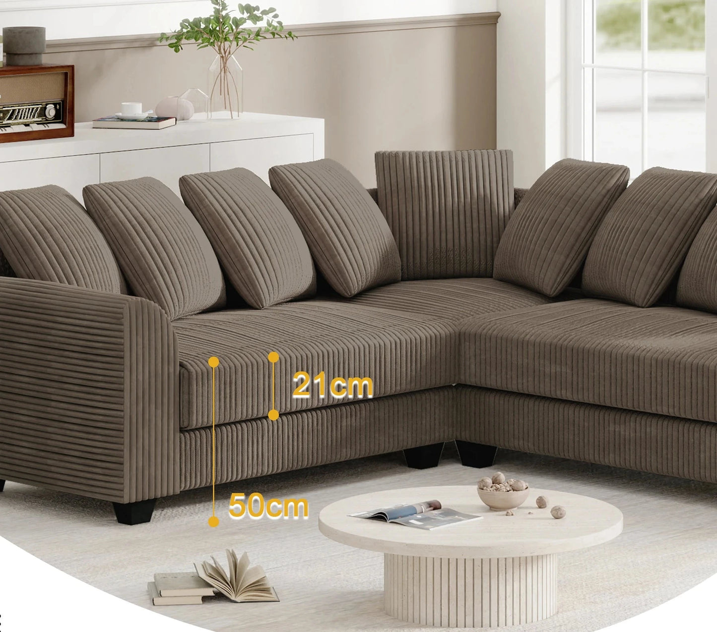 Canapé d’angle en velours côtelé – Daichi