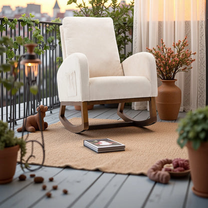 Fauteuil à bascule en bouclette avec accoudoirs – Hayato