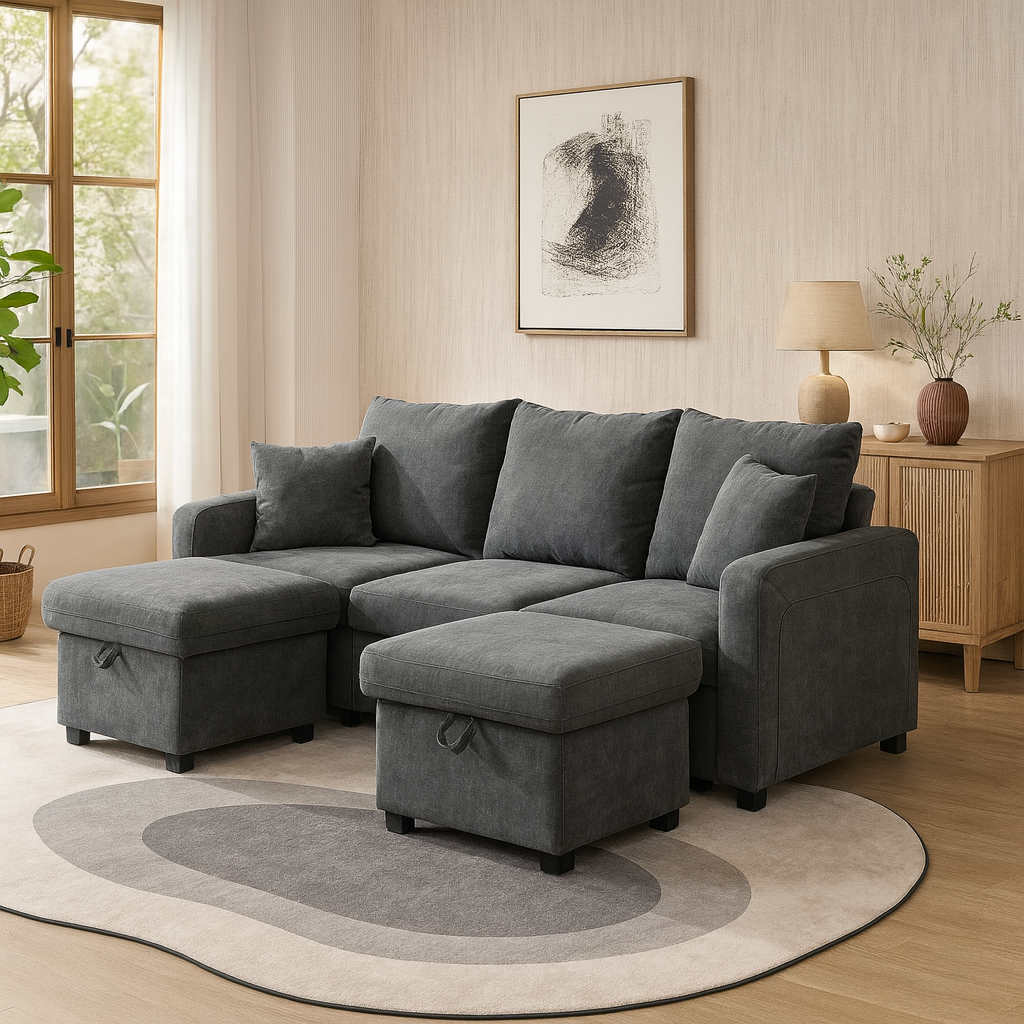 Canapé en U modulable avec rangements – Takumi