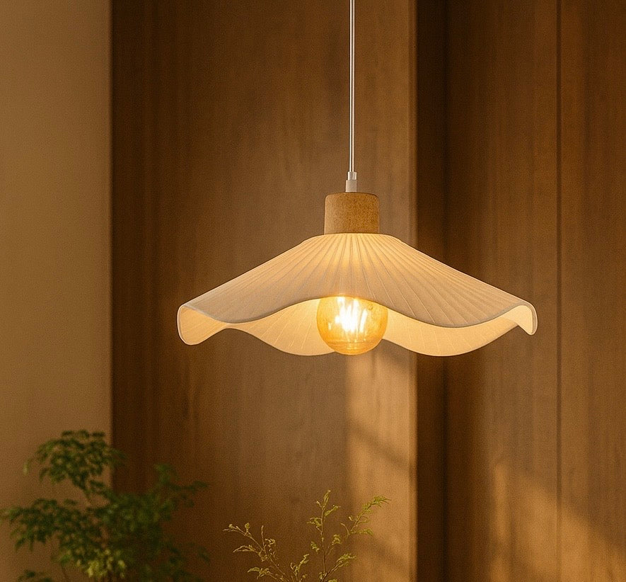 Lámpara colgante Japandi con flores beige - Ori