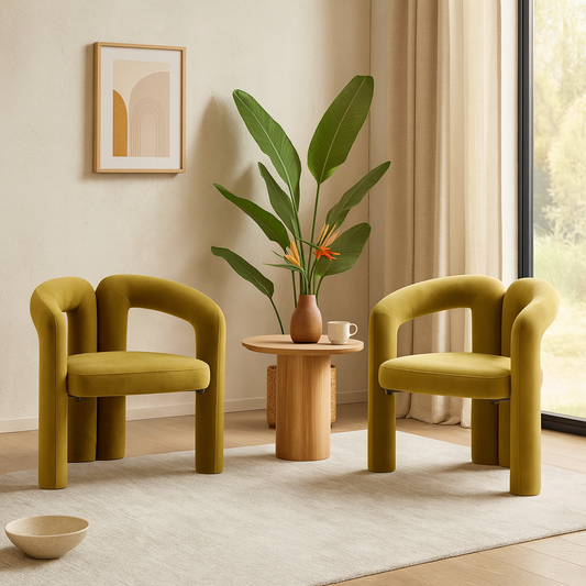 Chaises en velours moderne avec accoudoirs (lot de 2) – Riko