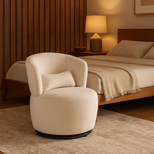 Fauteuil pivotant en tissu bouclette – Kenta