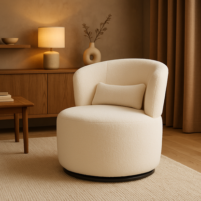 Fauteuil pivotant en tissu bouclette – Kenta