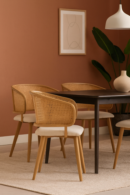 Chaises en rotin avec assise en cuir (lot de 2) – Sora