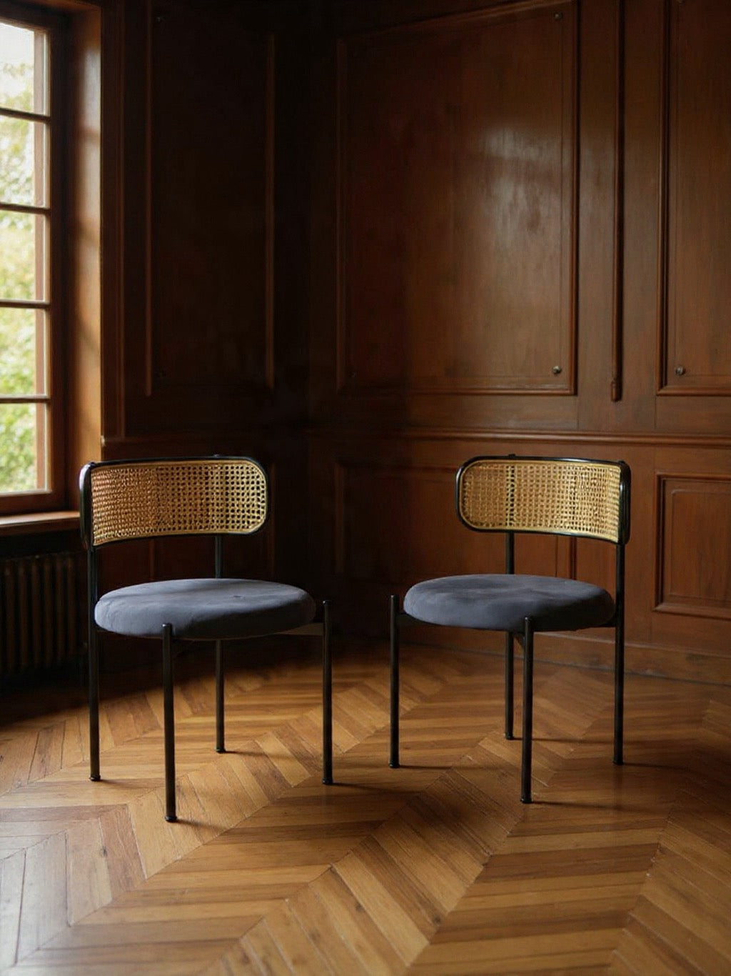 Lot de 2 chaises en velours et métal – Reiko