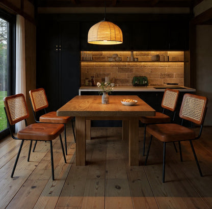 Lot de 2 chaises en cuir vegan et rotin – Yori