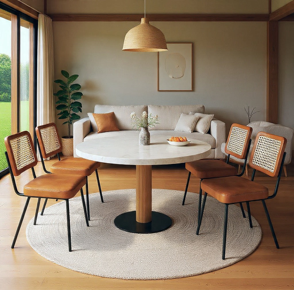 Lot de 2 chaises en cuir vegan et rotin – Yori