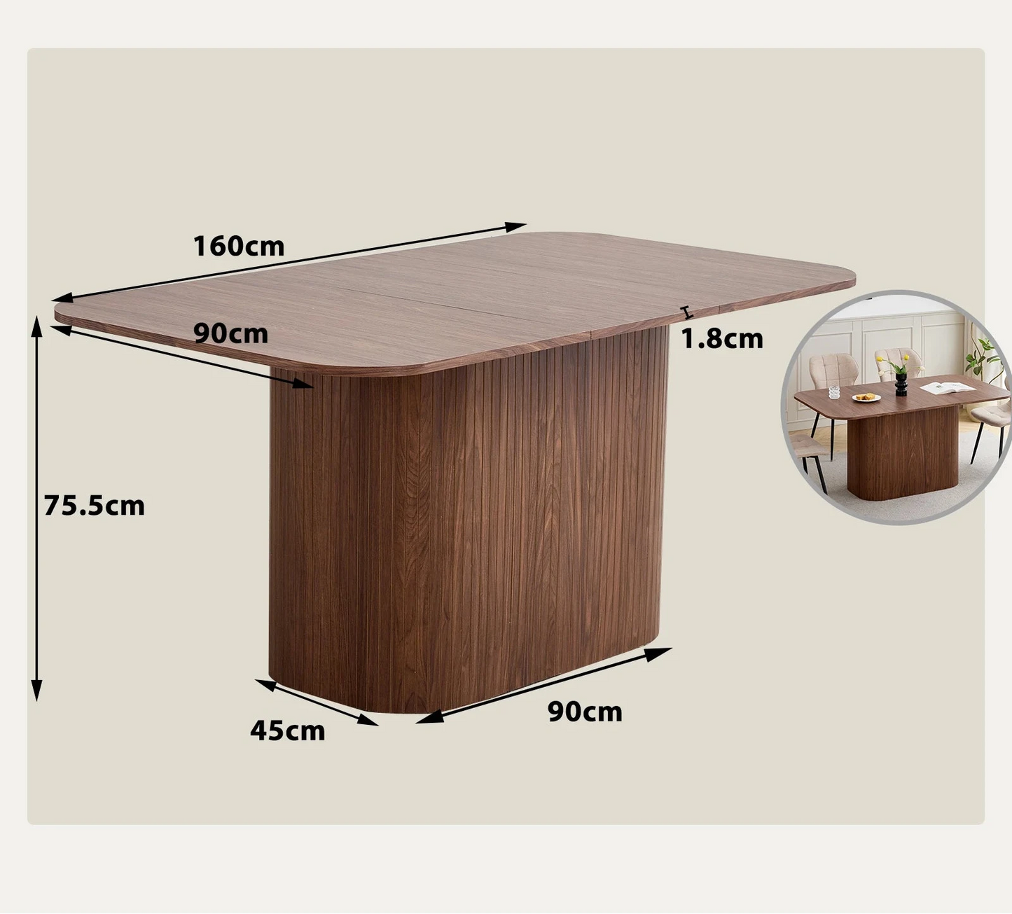 Japandi Dining Table with Textured Base – Riku