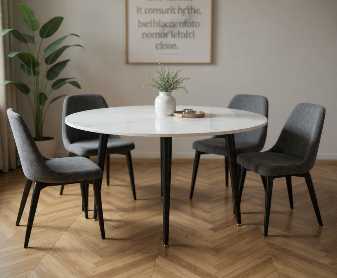 Table à manger ronde effet marbre - Koma