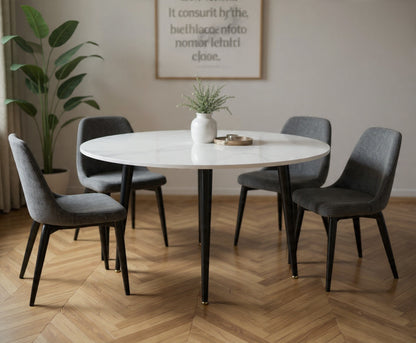 Table à manger ronde effet marbre - Koma